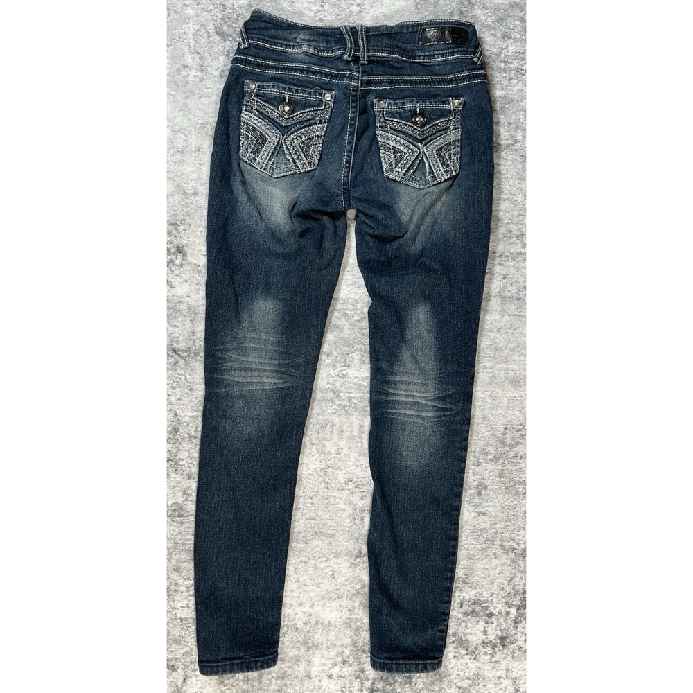 Wallflower Skinny Jeans Womens 27x29 Blue Denim Classic Embroidered Bedazzled